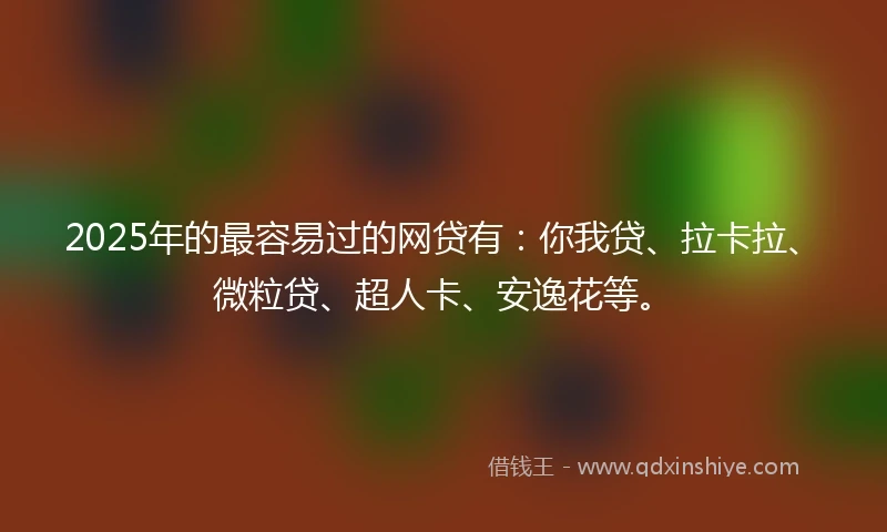 2025年的最容易过的网贷有:你我贷、拉卡拉、微粒贷、超人卡、安逸花等。