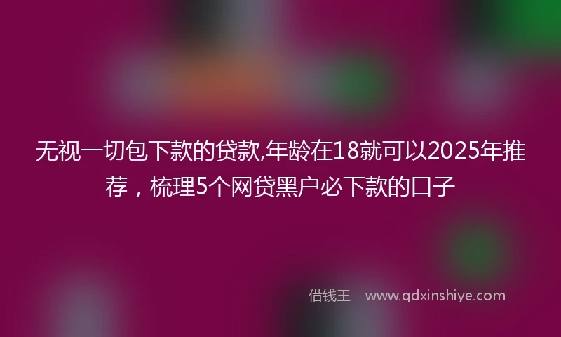 无视一切包下款的贷款,年龄在18就可以2025年推荐，梳理5个网贷黑户必下款的口子