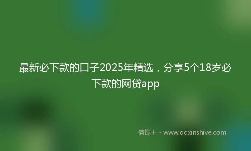 最新必下款的口子2025年精选，分享5个18岁必下款的网贷app