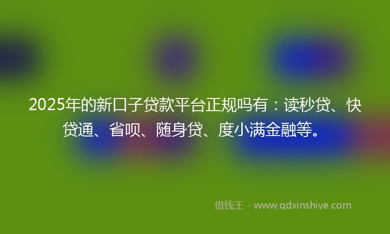 2025年的新口子贷款平台正规吗有：读秒贷、快贷通、省呗、随身贷、度小满金融等。