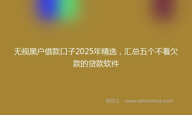无视黑户借款口子2025年精选，汇总五个不看欠款的贷款软件