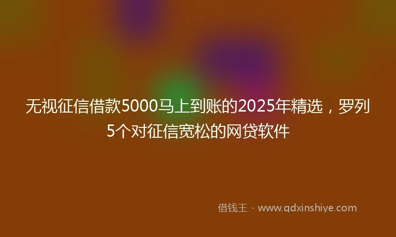 无视征信借款5000马上到账的2025年精选，罗列5个对征信宽松的网贷软件