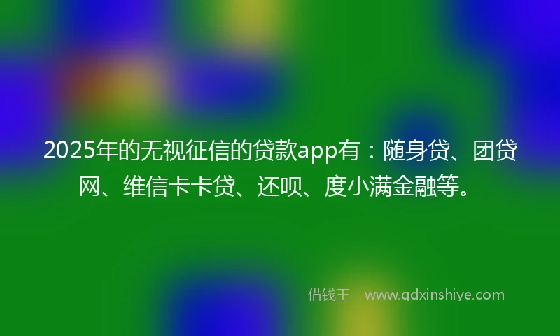 2025年的无视征信的贷款app有：随身贷、团贷网、维信卡卡贷、还呗、度小满金融等。