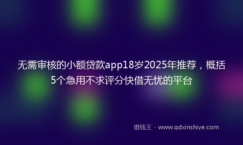 无需审核的小额贷款app18岁2025年推荐，概括5个急用不求评分快借无忧的平台