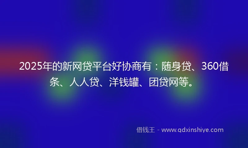 2025年的新网贷平台好协商有：随身贷、360借条、人人贷、洋钱罐、团贷网等。