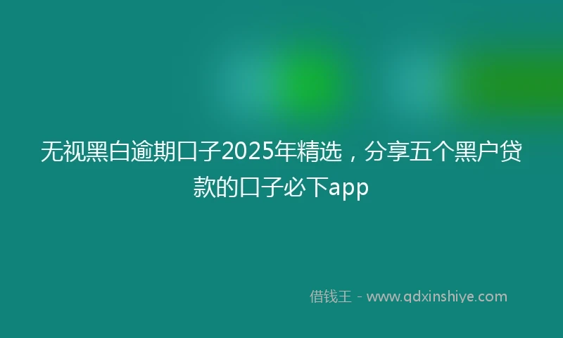 无视黑白逾期口子2025年精选，分享五个黑户贷款的口子必下app
