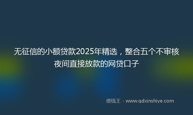 无征信的小额贷款2025年精选，整合五个不审核夜间直接放款的网贷口子