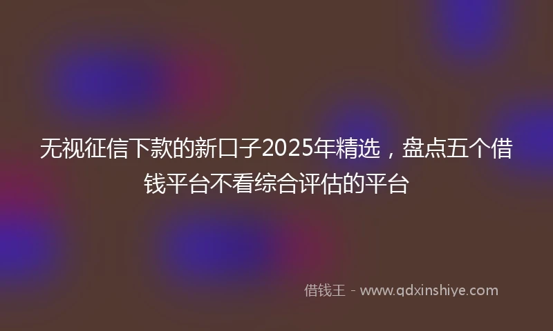 无视征信下款的新口子2025年精选，盘点五个借钱平台不看综合评估的平台