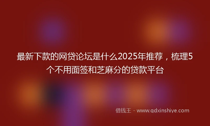 最新下款的网贷论坛是什么2025年推荐，梳理5个不用面签和芝麻分的贷款平台