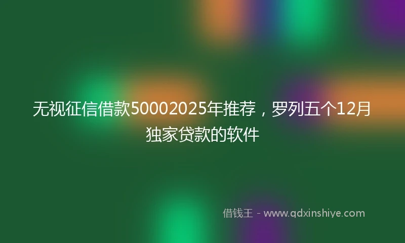 无视征信借款50002025年推荐，罗列五个12月独家贷款的软件