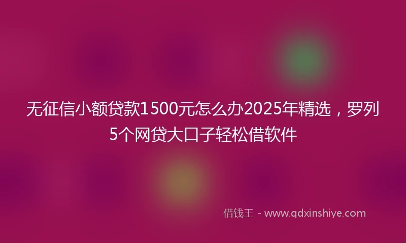 无征信小额贷款1500元怎么办2025年精选，罗列5个网贷大口子轻松借软件