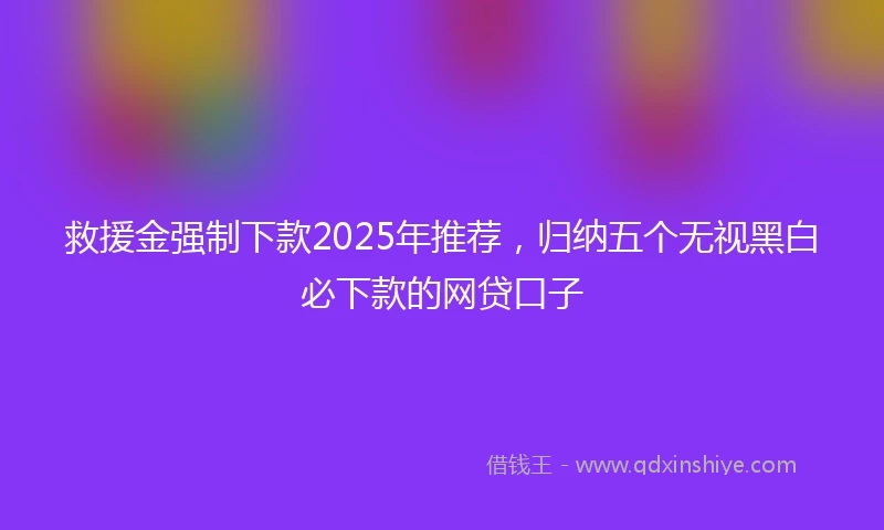 救援金强制下款2025年推荐，归纳五个无视黑白必下款的网贷口子