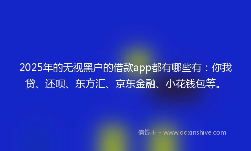 2025年的无视黑户的借款app都有哪些有：你我贷、还呗、东方汇、京东金融、小花钱包等。