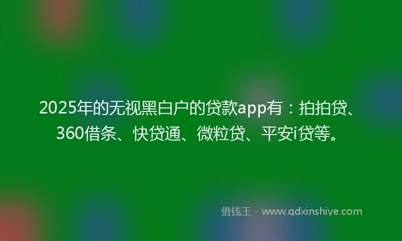 2025年的无视黑白户的贷款app有：拍拍贷、360借条、快贷通、微粒贷、平安i贷等。