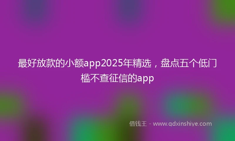 最好放款的小额app2025年精选，盘点五个低门槛不查征信的app