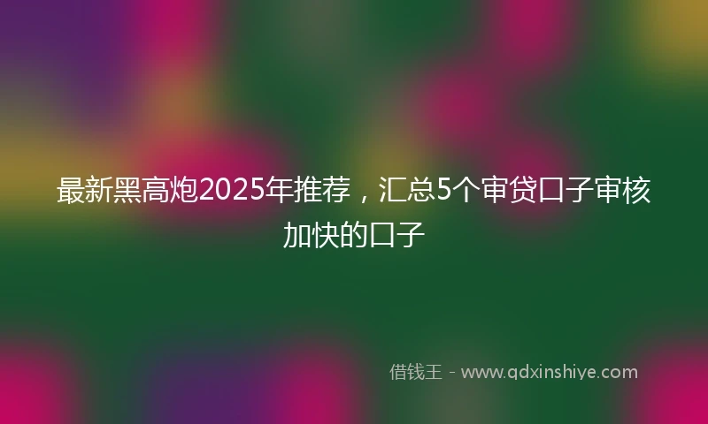 最新黑高炮2025年推荐，汇总5个审贷口子审核加快的口子
