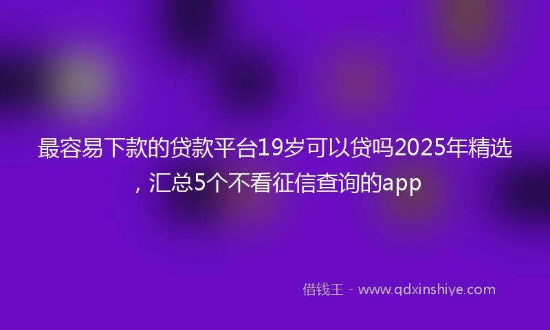 最容易下款的贷款平台19岁可以贷吗2025年精选，汇总5个不看征信查询的app