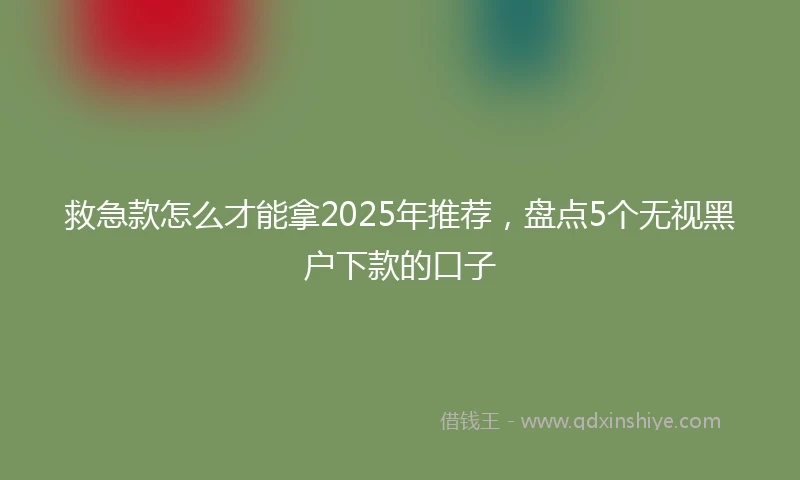 救急款怎么才能拿2025年推荐,盘点5个无视黑户下款的口子