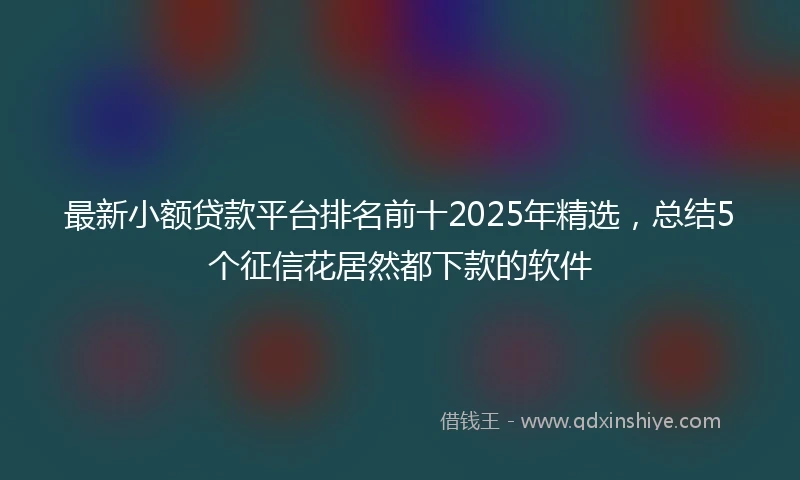 最新小额贷款平台排名前十2025年精选,总结5个征信花居然都下款的软件