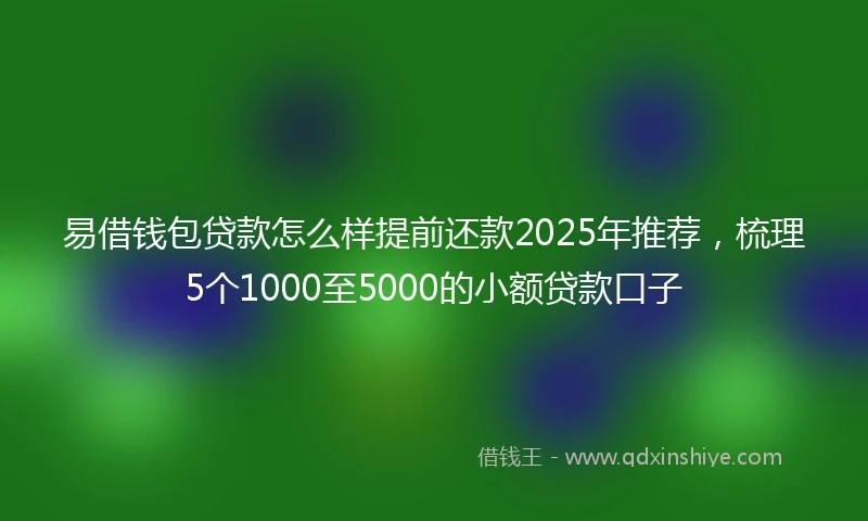 易借钱包贷款怎么样提前还款2025年推荐，梳理5个1000至5000的小额贷款口子