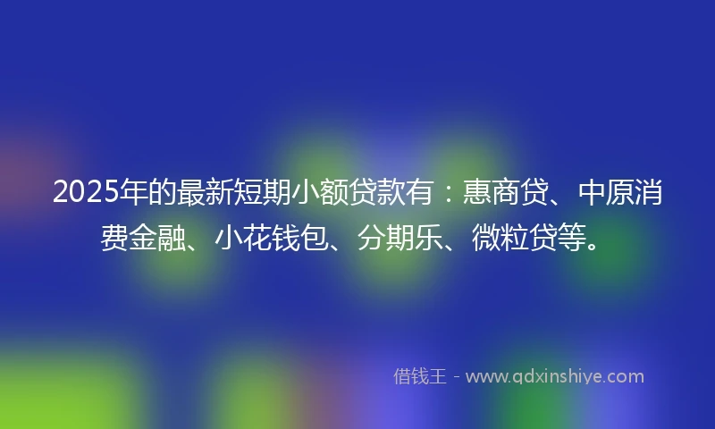 2025年的最新短期小额贷款有：惠商贷、中原消费金融、小花钱包、分期乐、微粒贷等。