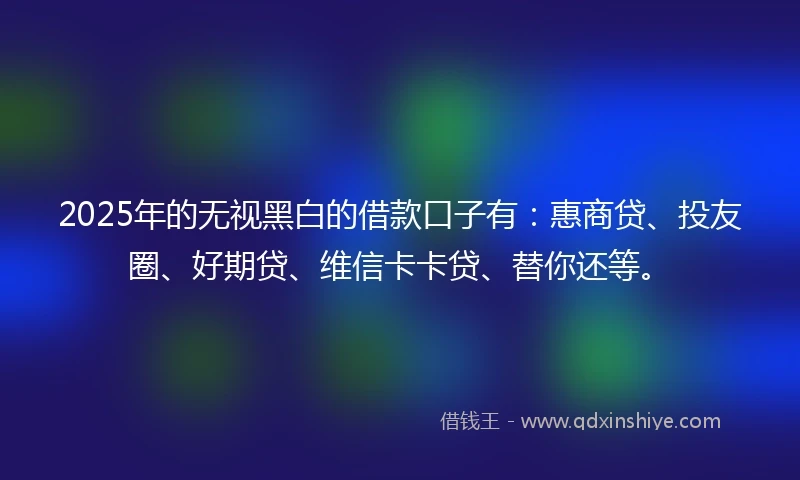 2025年的无视黑白的借款口子有：惠商贷、投友圈、好期贷、维信卡卡贷、替你还等。