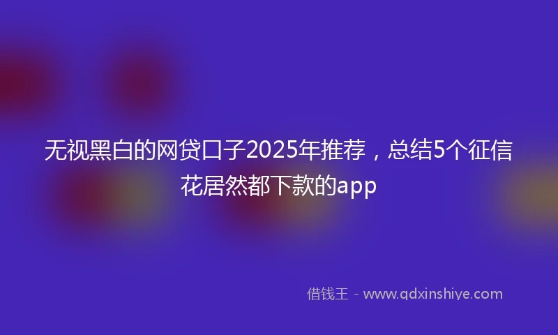 无视黑白的网贷口子2025年推荐，总结5个征信花居然都下款的app