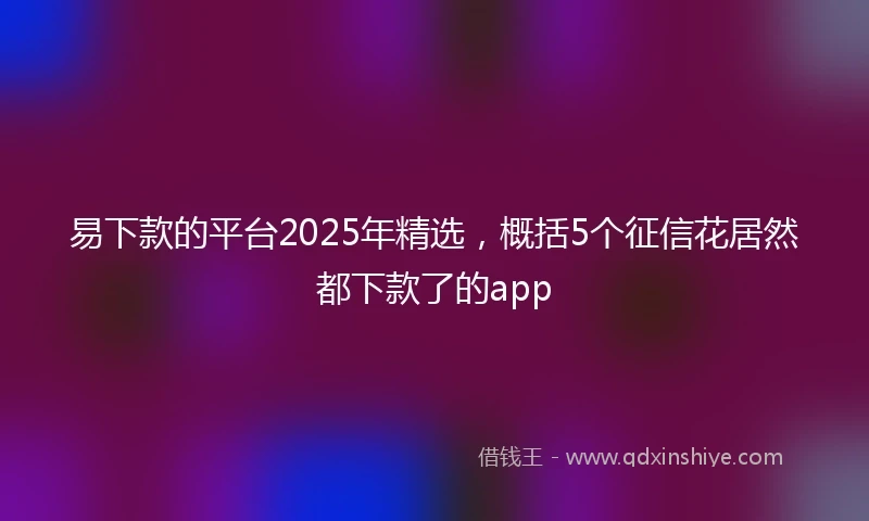 易下款的平台2025年精选，概括5个征信花居然都下款了的app