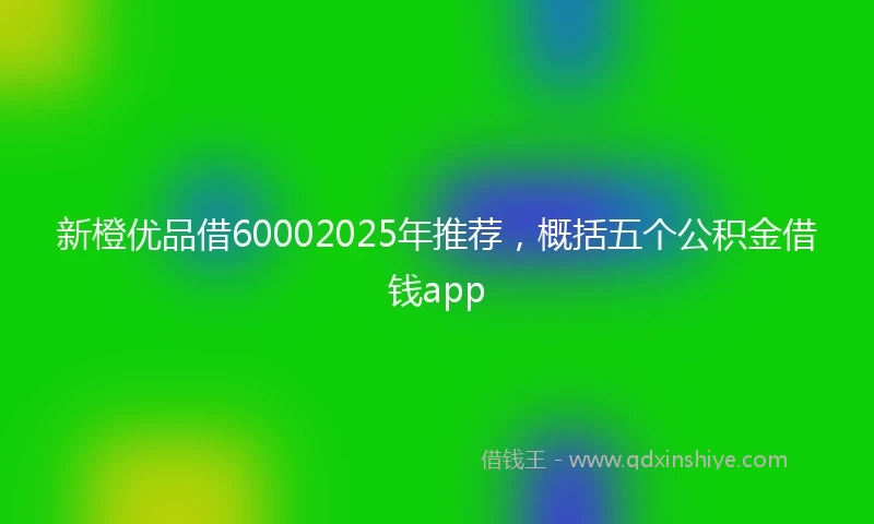 新橙优品借60002025年推荐，概括五个公积金借钱app