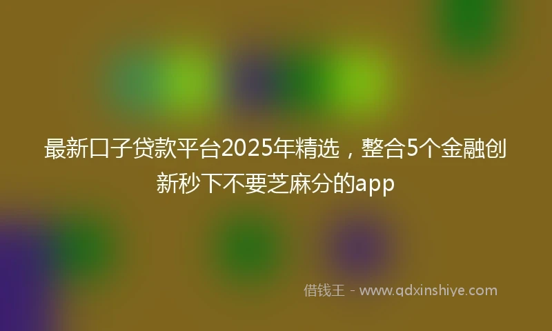 最新口子贷款平台2025年精选，整合5个金融创新秒下不要芝麻分的app