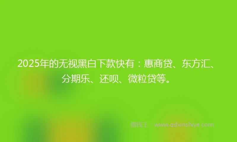 2025年的无视黑白下款快有：惠商贷、东方汇、分期乐、还呗、微粒贷等。
