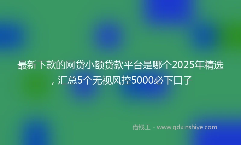最新下款的网贷小额贷款平台是哪个2025年精选，汇总5个无视风控5000必下口子