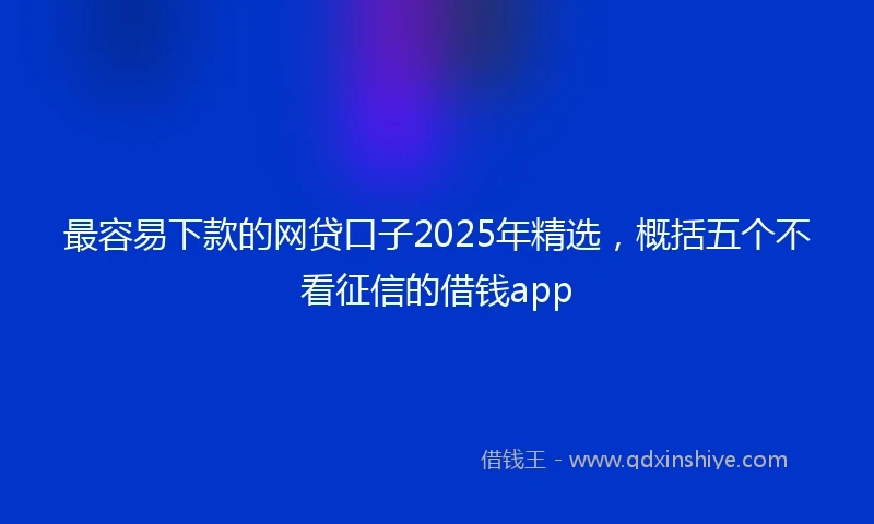 最容易下款的网贷口子2025年精选，概括五个不看征信的借钱app