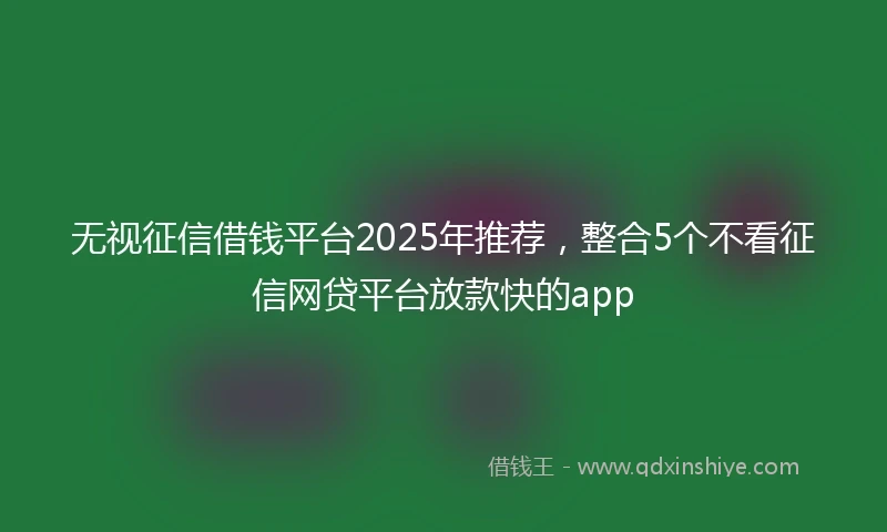 无视征信借钱平台2025年推荐，整合5个不看征信网贷平台放款快的app
