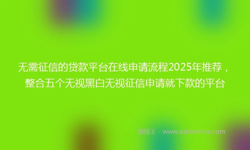 无需征信的贷款平台在线申请流程2025年推荐，整合五个无视黑白无视征信申请就下款的平台