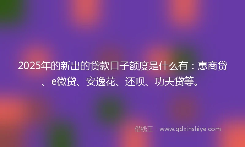 2025年的新出的贷款口子额度是什么有：惠商贷、e微贷、安逸花、还呗、功夫贷等。