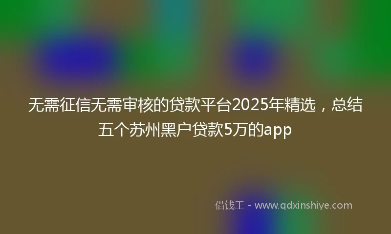 无需征信无需审核的贷款平台2025年精选，总结五个苏州黑户贷款5万的app