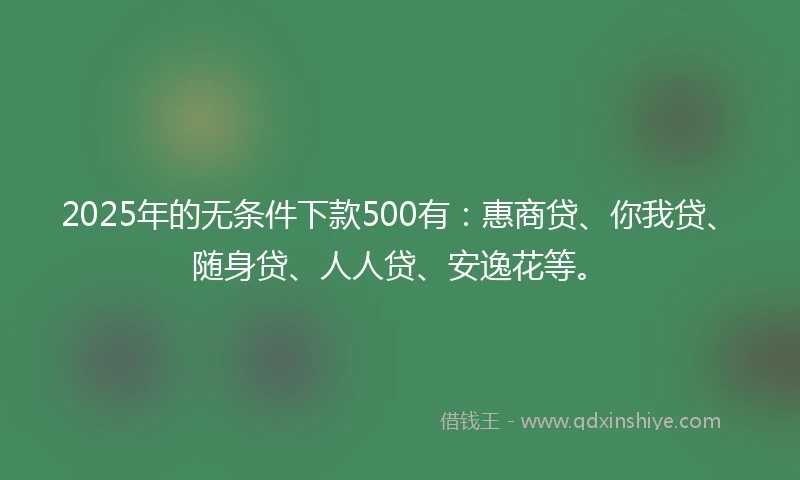 2025年的无条件下款500有：惠商贷、你我贷、随身贷、人人贷、安逸花等。