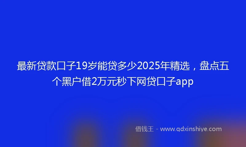 最新贷款口子19岁能贷多少2025年精选，盘点五个黑户借2万元秒下网贷口子app