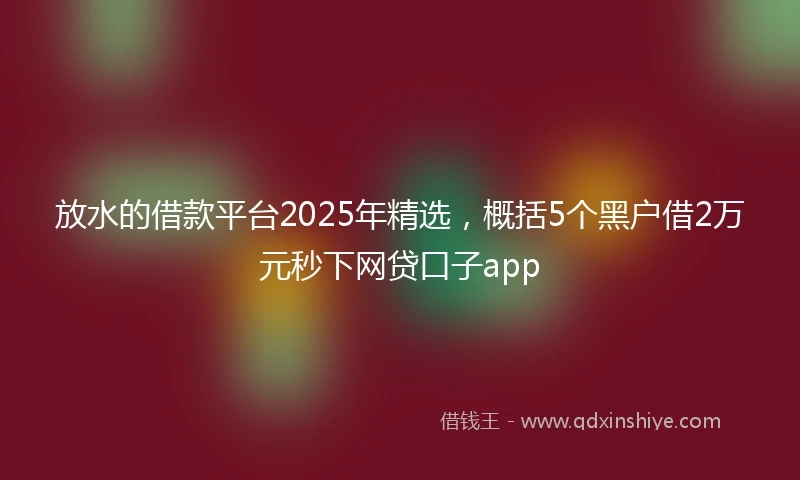 放水的借款平台2025年精选，概括5个黑户借2万元秒下网贷口子app