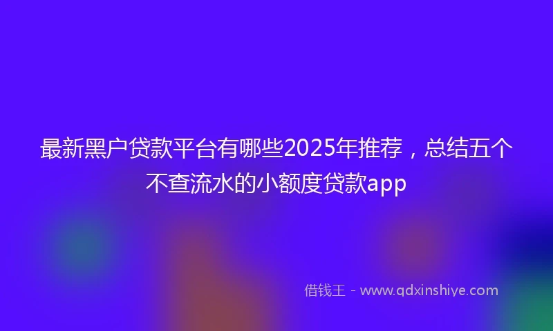最新黑户贷款平台有哪些2025年推荐，总结五个不查流水的小额度贷款app