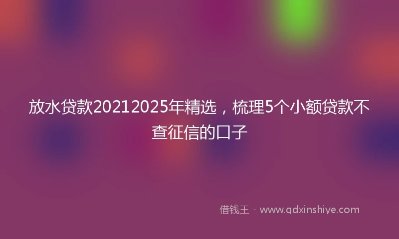 放水贷款20212025年精选，梳理5个小额贷款不查征信的口子