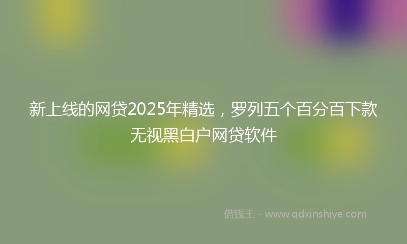 新上线的网贷2025年精选，罗列五个百分百下款无视黑白户网贷软件