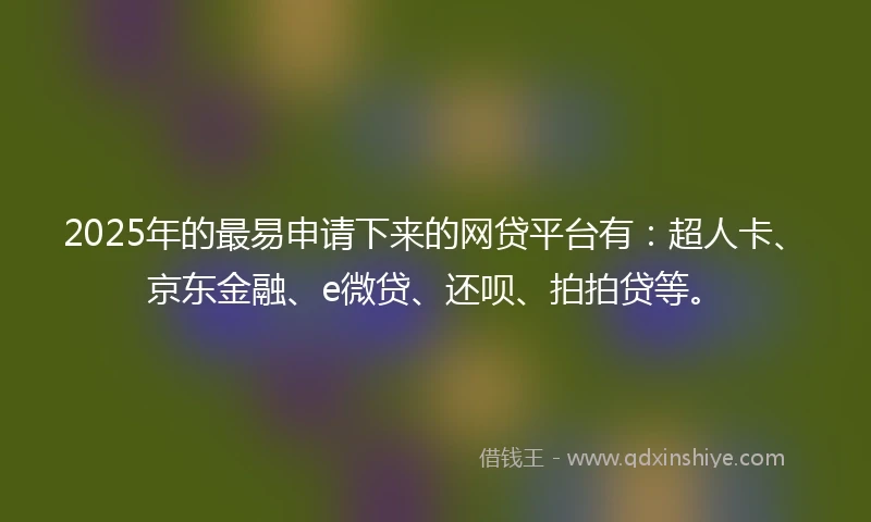 2025年的最易申请下来的网贷平台有：超人卡、京东金融、e微贷、还呗、拍拍贷等。