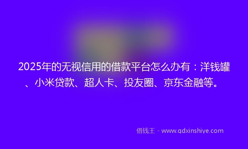 2025年的无视信用的借款平台怎么办有:洋钱罐、小米贷款、超人卡、投友圈、京东金融等。