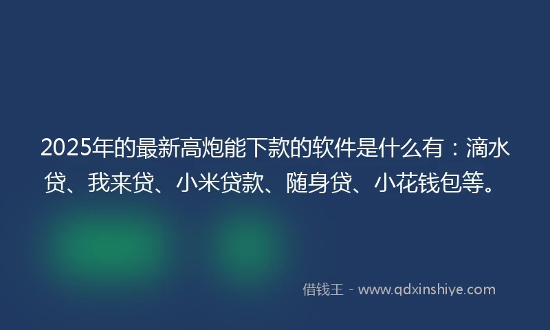 2025年的最新高炮能下款的软件是什么有:滴水贷、我来贷、小米贷款、随身贷、小花钱包等。