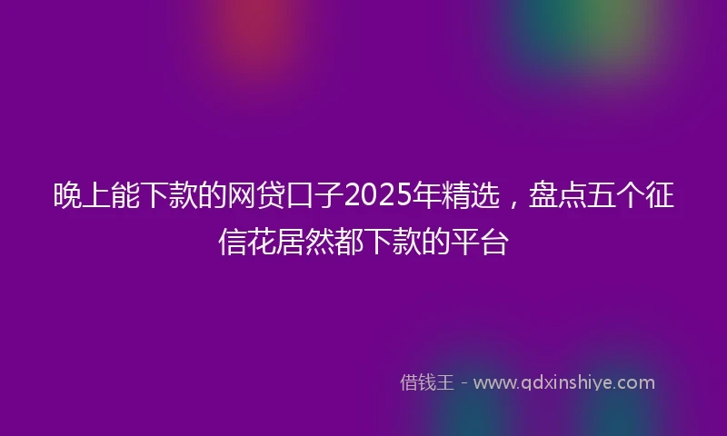 晚上能下款的网贷口子2025年精选，盘点五个征信花居然都下款的平台
