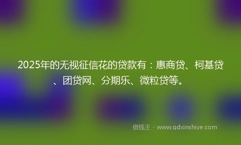 2025年的无视征信花的贷款有：惠商贷、柯基贷、团贷网、分期乐、微粒贷等。
