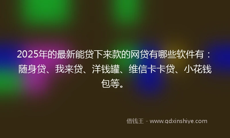 2025年的最新能贷下来款的网贷有哪些软件有：随身贷、我来贷、洋钱罐、维信卡卡贷、小花钱包等。