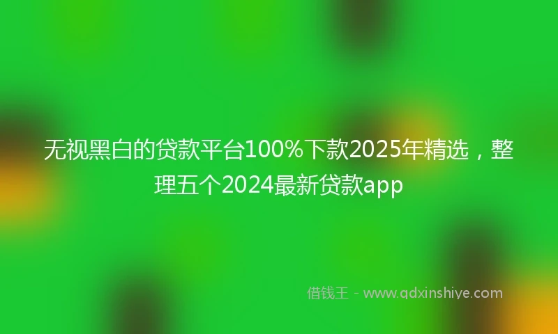 无视黑白的贷款平台100%下款2025年精选，整理五个2024最新贷款app